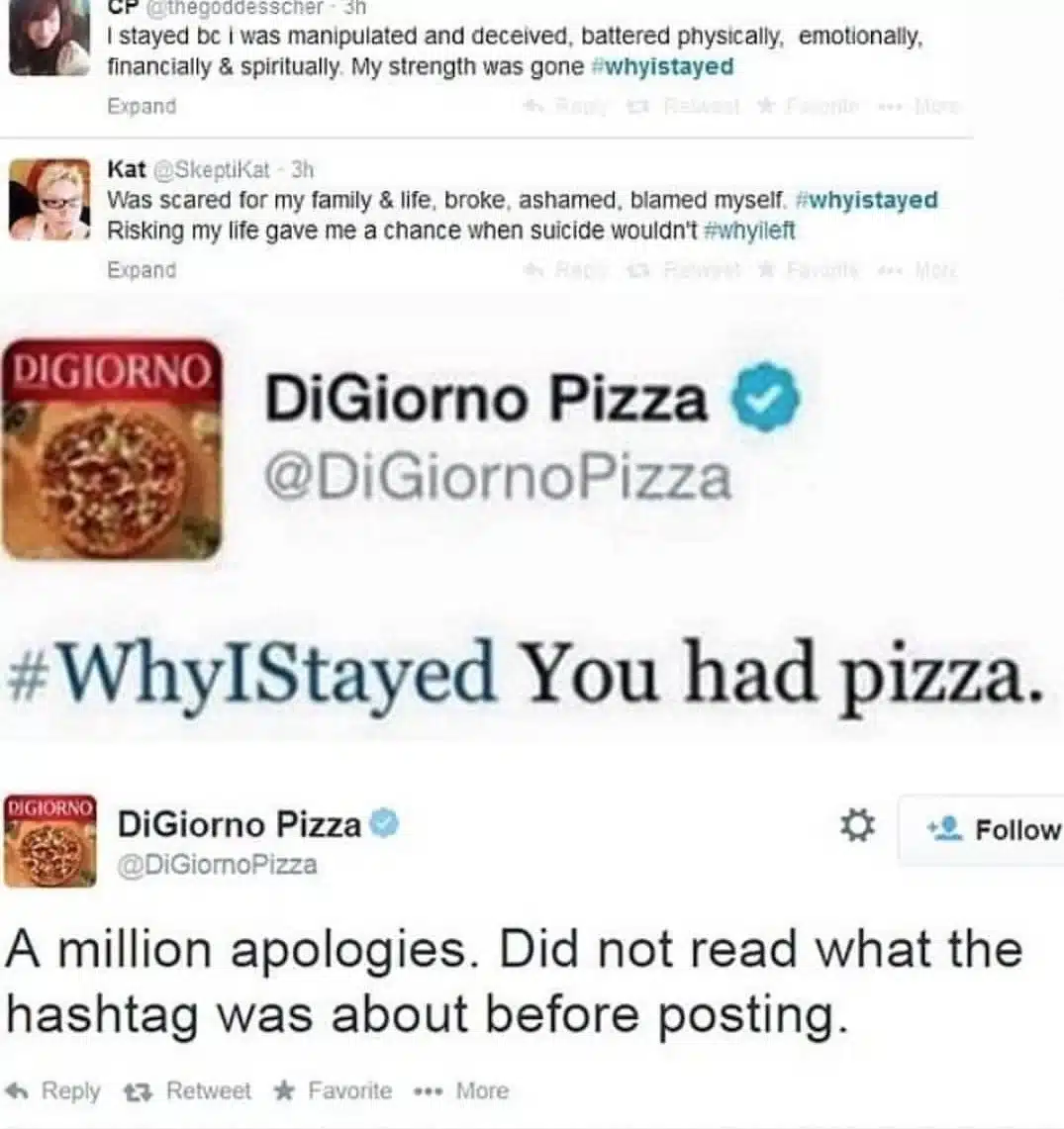 DiGiorno Pizza a utilisé le hashtag #WhyIStayed