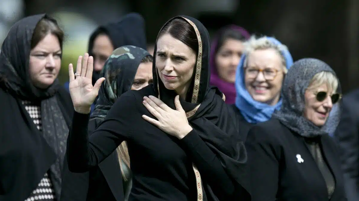 Jacinda Ardern lors de l'attaque terroriste de Christchurch
